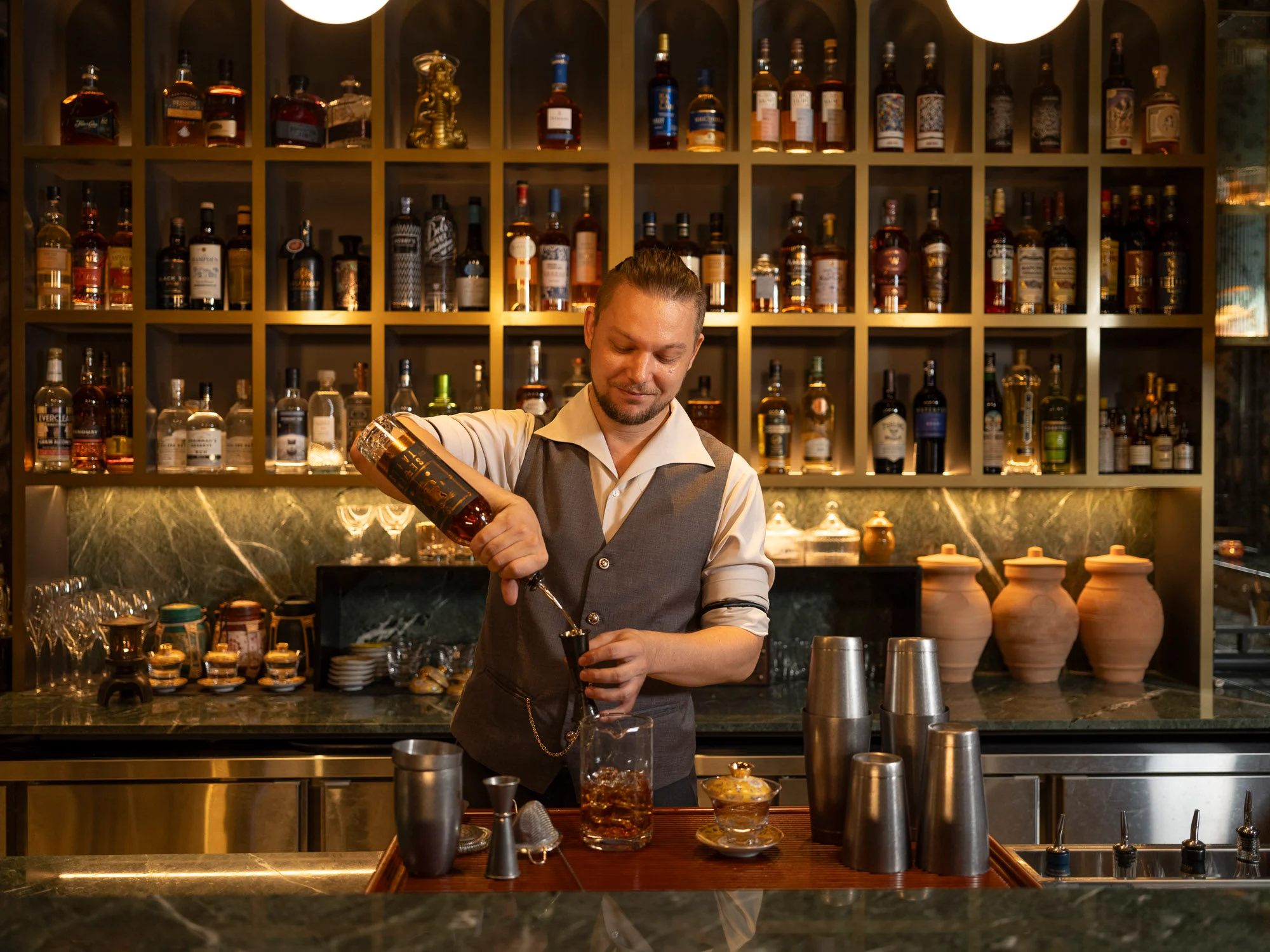 A unique cocktail incorporating local flavors from a hidden bar Singapore