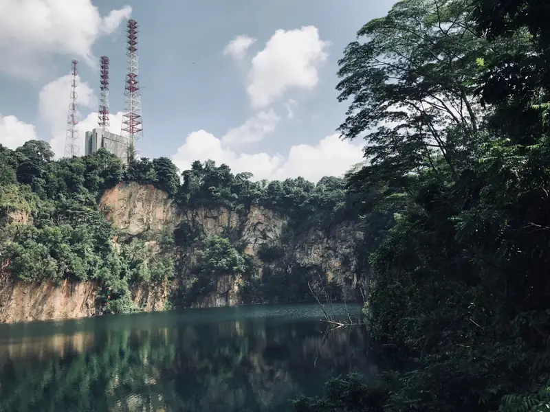 Waterfall and quarry at Hindhede, a natural hidden Singapore spot