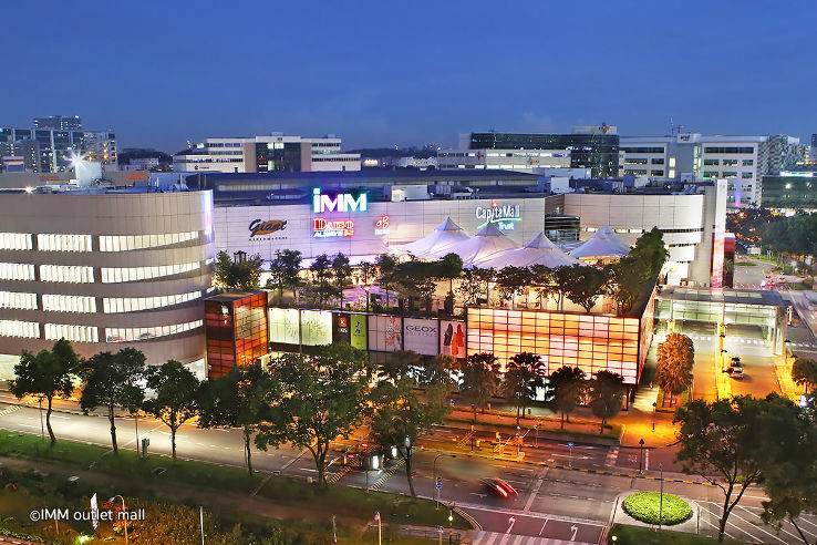 Entrance or bustling interior of IMM outlet mall Singapore