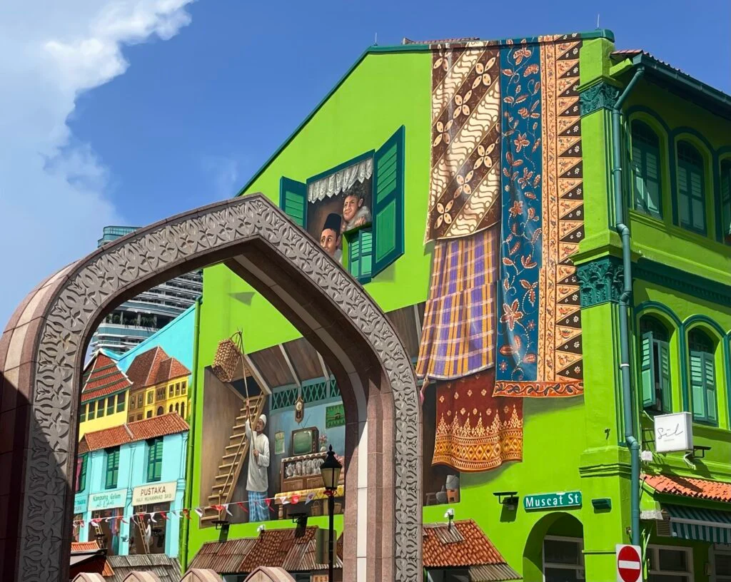 Detailed Kampong Glam mural by Ceno2 on Haji Lane